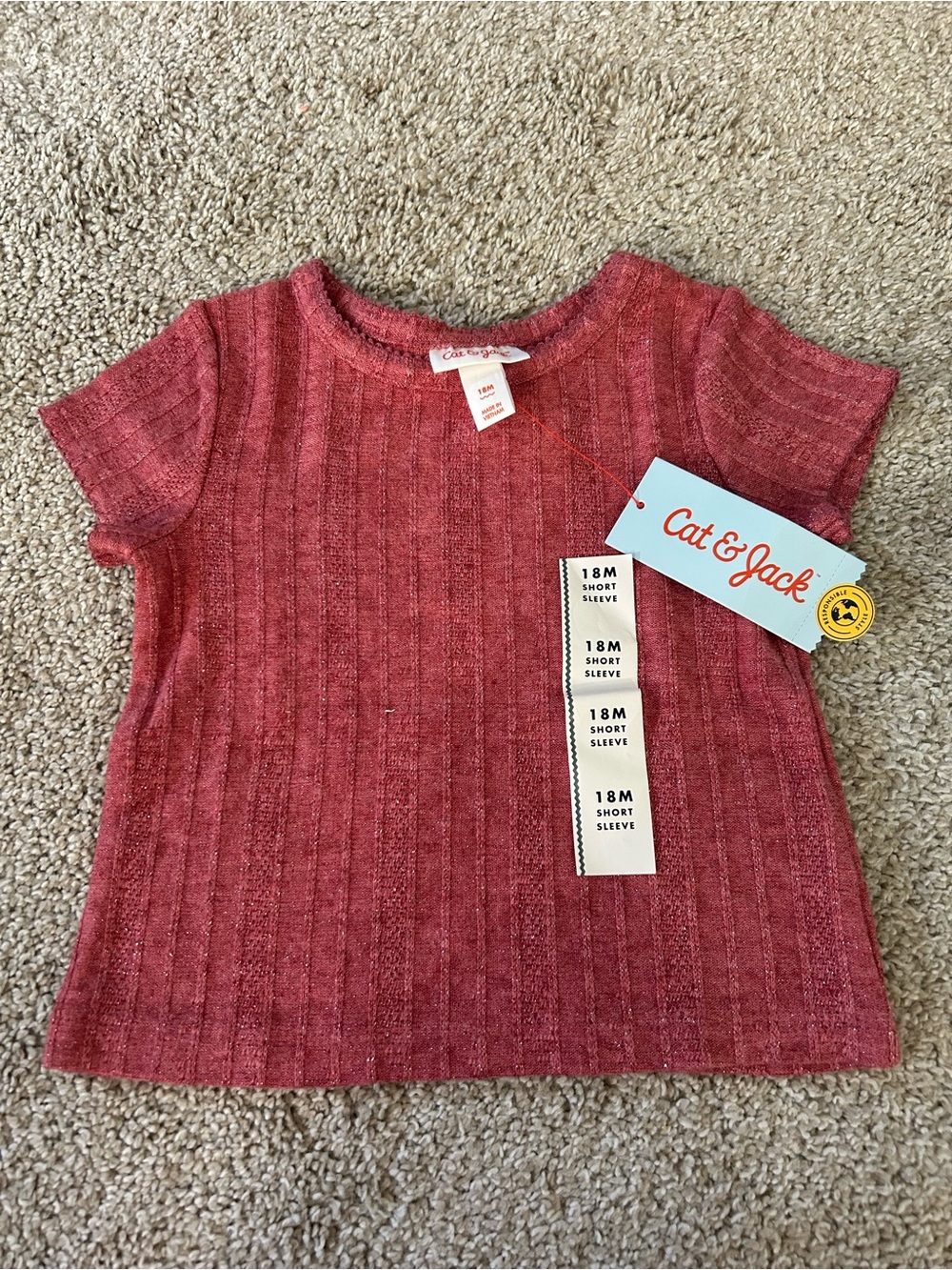 Cat & Jack 18 Month Burgundy Sweater Top NWT